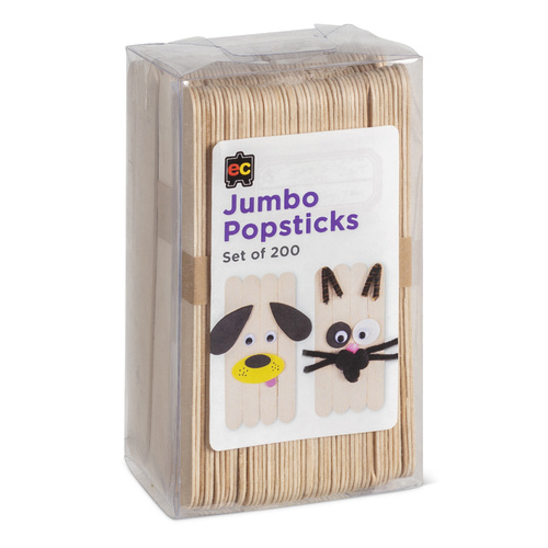 EC Jumbo Wooden Pop Sticks Natural - 200 Pack