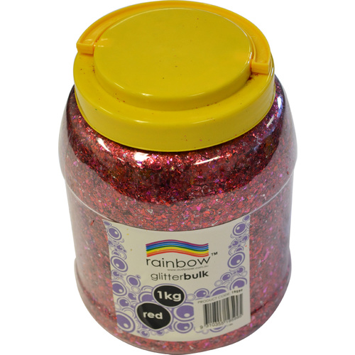 Rainbow Glitter Bulk Jar 1Kg - Red
