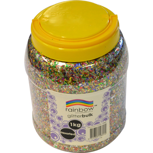 Rainbow Glitter Bulk Jar 1Kg - Assorted 