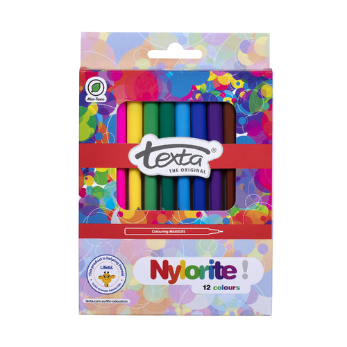 Texta Nylorite Coloring Pen Markers Assorted Colours - 12 Pack