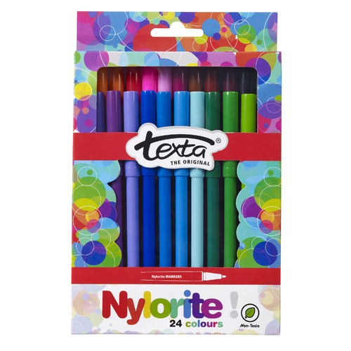 Texta Nylorite Coloring Pen Markers Assorted Colours - 24 Pack