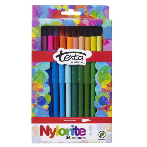 Texta Nylorite Coloring Pen Markers Assorted Colours - 36 Pack