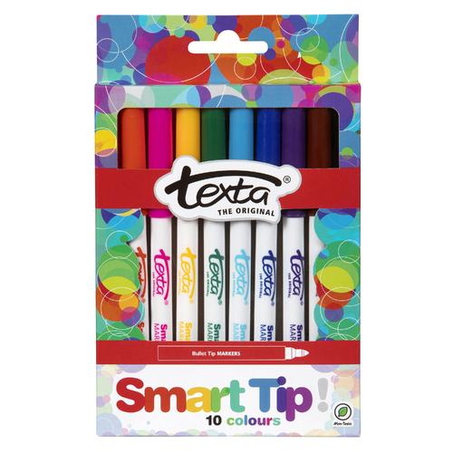 Texta Smart Tip Coloring Pen Markers Assorted Colours - 10 Pack