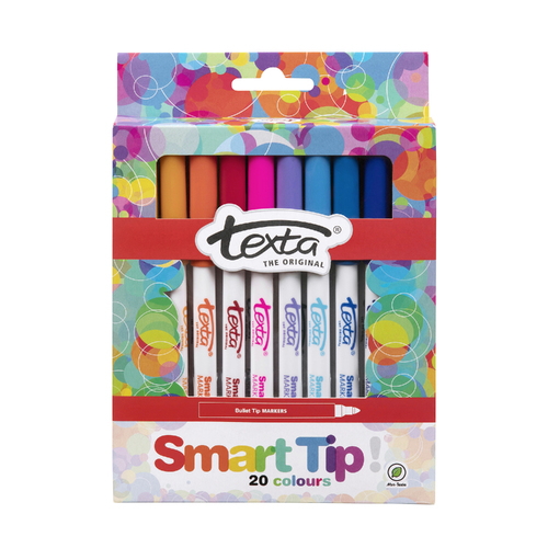 Texta Smart Tip Coloring Pen Markers Assorted Colours - 20 Pack
