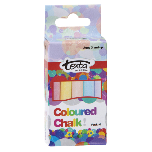 Texta Coloured Chalk Assorted Colours - 10 Pack
