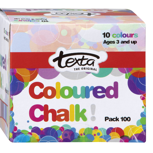 Texta Coloured Chalk Assorted Colours - 100 Pack
