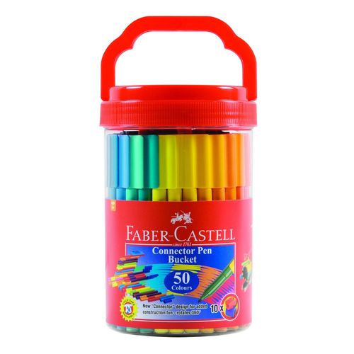 50 x Faber-Castell Connector Pens Markers Assorted Bucket Pack Bulk
