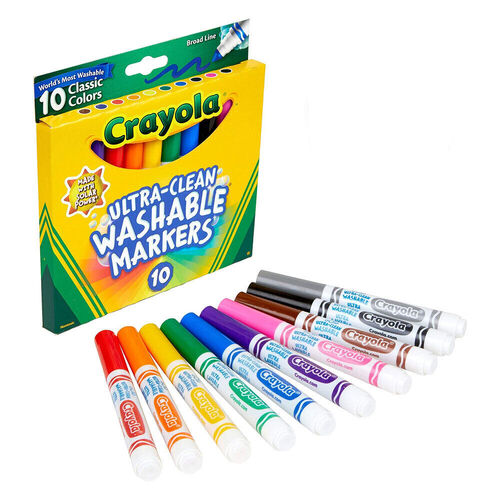 Crayola Markers Ultra-Clean Washable Broad Line Markers Classic Colours - 10 Pack