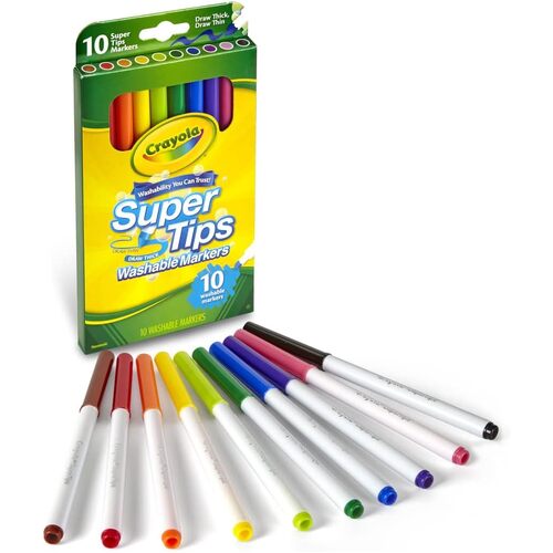 Crayola Washable Super Tip Colour Markers - 10 Pack