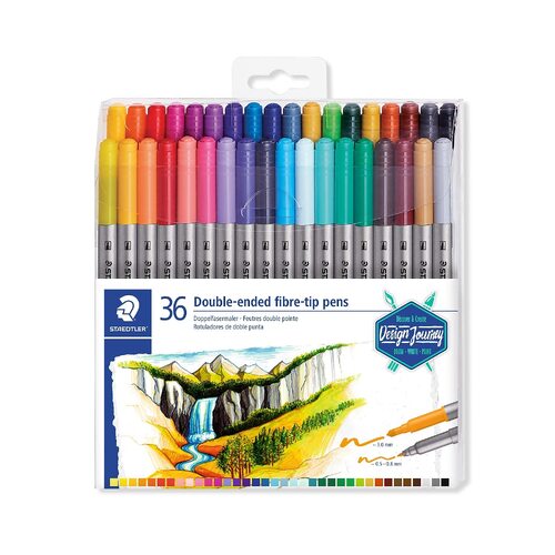 Staedtler Fibre Tipped Double Ended Marker Pen Box 36 - Assorted