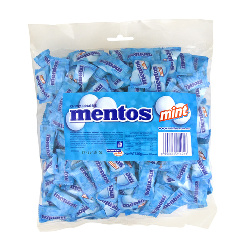 Mentos Mint Pillow 540g Pack Chew Confectionery, lollies Bulk Bag - 200 Piece