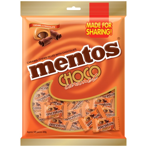 Mentos Choc Caramel Pillow 420g Pack Chew Confectionery, lollies Bulk Bag 34358 - 100 Piece