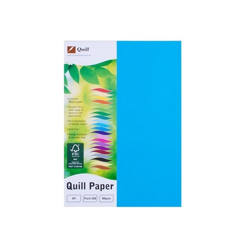 Quill A4 Copy Paper 80gsm 100 Sheets - Marine Blue