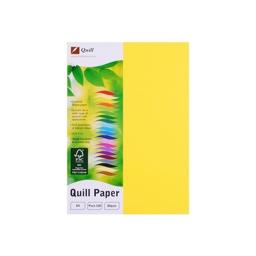 Quill A4 Copy Paper 80gsm 100 Sheets - Lemon