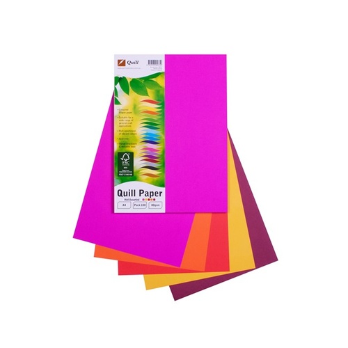 Quill A4 Copy Paper 80gsm 100 Sheets - Hot Assorted Colours