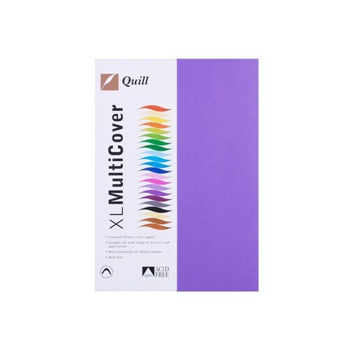 Quill A4 Cover Paper Cardboard 125gsm 250 Pack - Lilac/ Purple