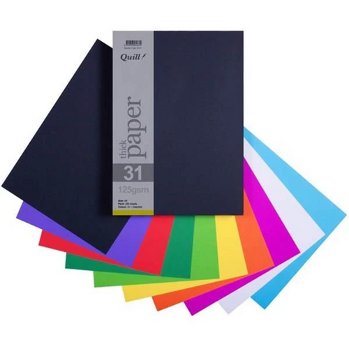 Quill Copy Paper A4 Thick 125gsm Printable 250 Pack  - Assorted Colours