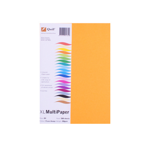 Quill A4 Copy Paper 80gsm 500 Sheets - Fluoro Orange