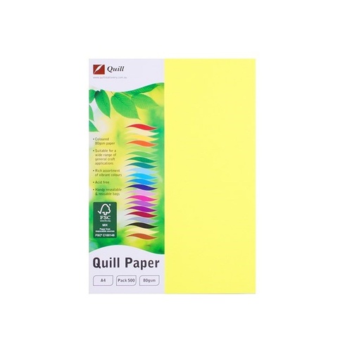 Quill A4 Copy Paper 80gsm 500 Sheets - Fluoro Yellow
