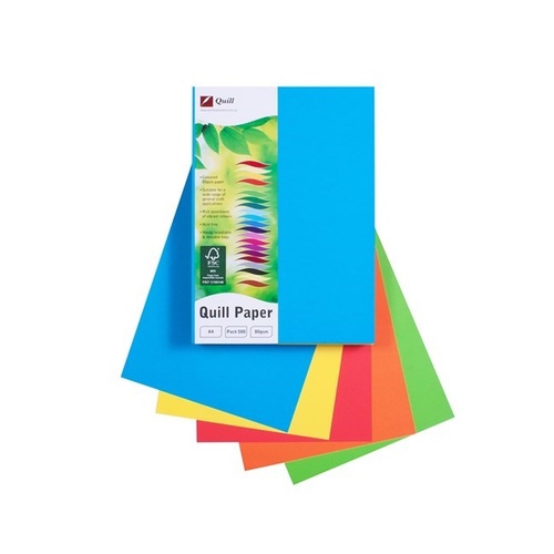 Quill A4 Copy Paper 80gsm 500 Sheets - Brights Assorted Colours