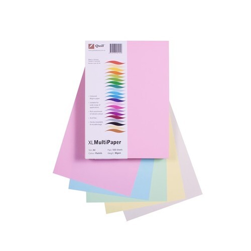 Quill A4 Copy Paper 80gsm 500 Sheets - Pastel Assorted Colours