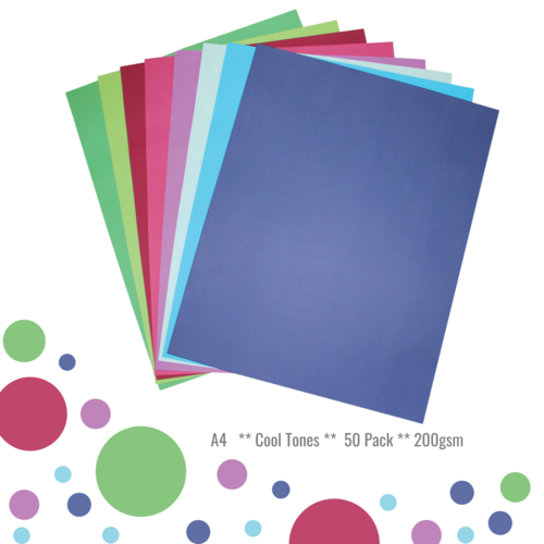 Colourful Days A4 Coloured Cardboard ART/CRAFT 200gsm 50 Sheets CLBCOOLA4 - Assorted Colours