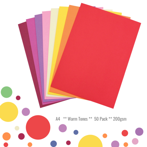 Colourful Days A4 Coloured Cardboard ART/CRAFT 200gsm 50 Sheets CLBWARMA4 - Assorted Colours