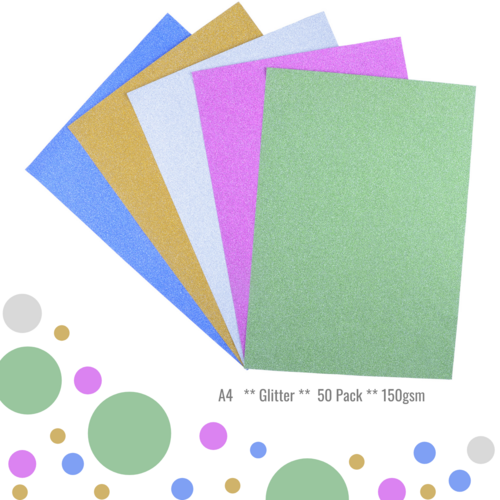Colourful Days A4 Glitter Paper ART/CRAFT 150gsm 50 Sheets 8303  - Assorted Colours
