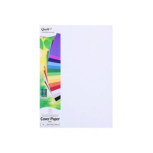 Quill A4 Cover Paper Cardboard 125gsm 250 Pack - White