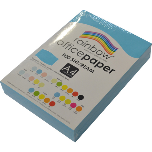 Rainbow A4 Copy Paper 80gsm 500 Sheets - Bright Blue