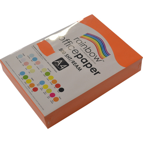 Rainbow A4 Copy Paper 80gsm 500 Sheets - Bright Orange