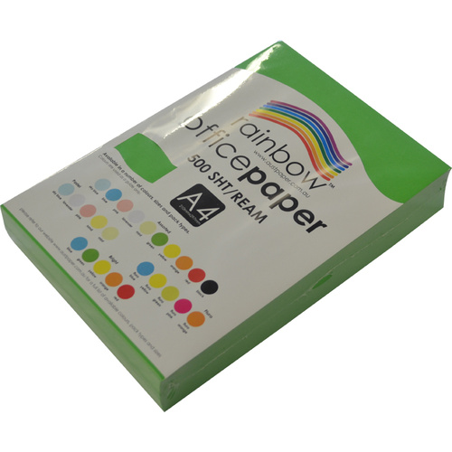 Rainbow A4 Copy Paper 80gsm 500 Sheets - Bright Green