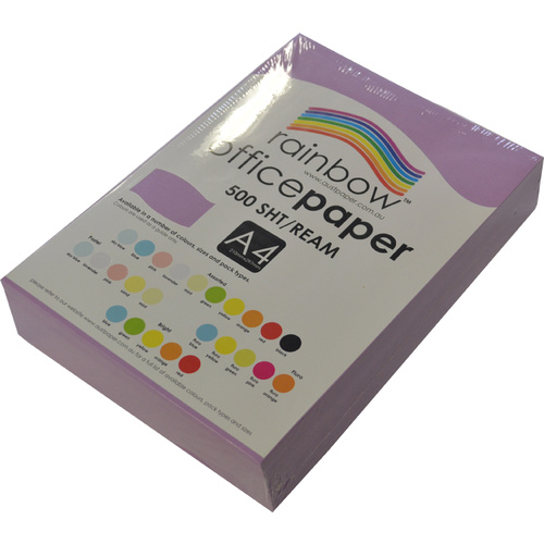 Rainbow A4 Copy Paper 80gsm 500 Sheets - Pastel Lavender/Purple