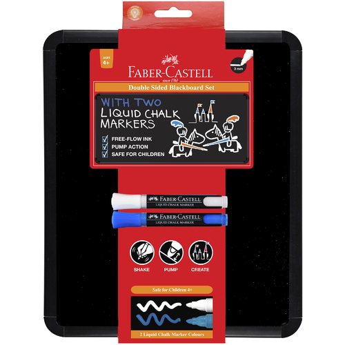 Faber Castell Double Sided Blackboard + 2 Liquid Chalk Markers