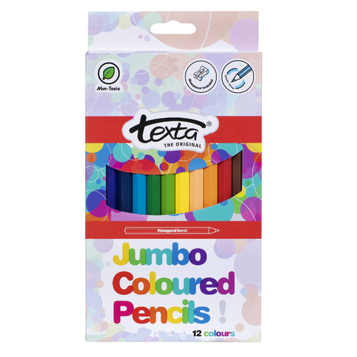 Texta Jumbo Coloured Pencils Hexagonal - 12 Pack