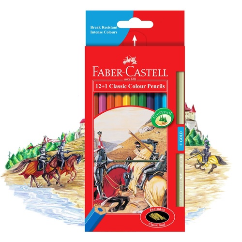 Faber Castell Classic Colour Pencils + Bonus Gold - 12 Pack