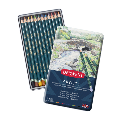 Derwent Artists Coloured Pencil, Fade Resistant With Tin Case R32081 - 12 Pack