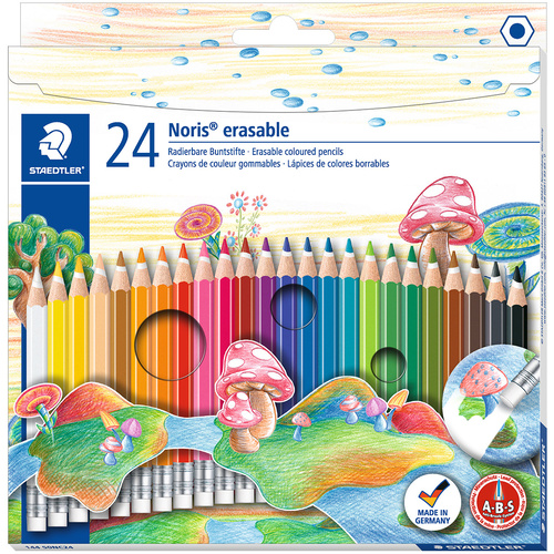 Staedtler Pencil Coloured Noris Club Erasable - 24 Pack