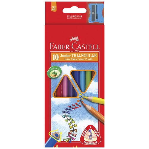 Faber Castell Coloured Triangle Grip Pencil - 10 Pack