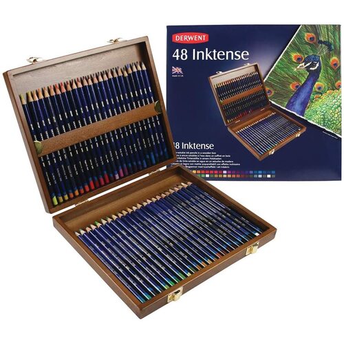 48 Derwent Inktense Pencils In Wooden Box Water Colour Mix - R2300151
