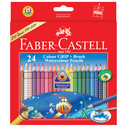 Faber Castell Colour Grip Watercolour Pencil + Brush - 24 Pack