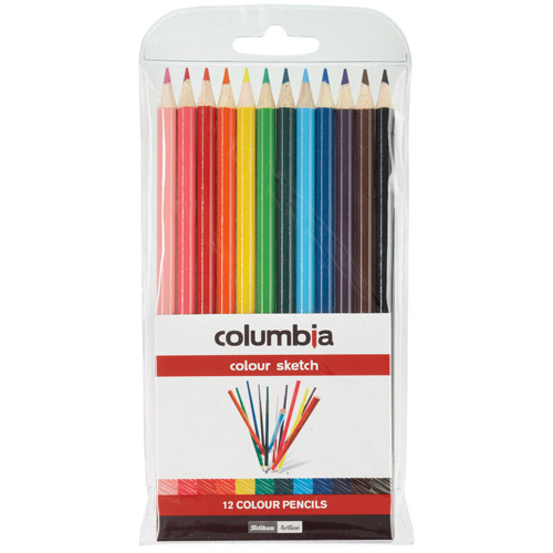 Columbia Colour Sketch Coloured Pencils Clear Case - 12 Pack