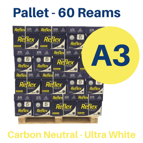 Reflex A3 Copy Paper 80gsm 500 Sheets Carton 60 Reams (Pallet) Carbon Neutral - Ultra White