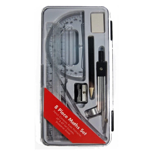 GNS 8 Piece Maths Set In Sturdy Plastic Case - 20029