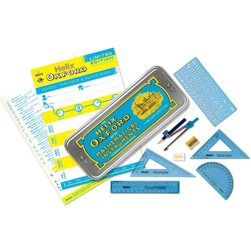 Helix Oxford Limited Edition Maths Set Geometry Set Protractor Set - Blue