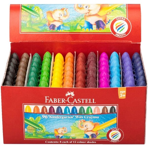 Faber-Castell Kindergarten Wax Crayons Assorted Colours - 96 Pack