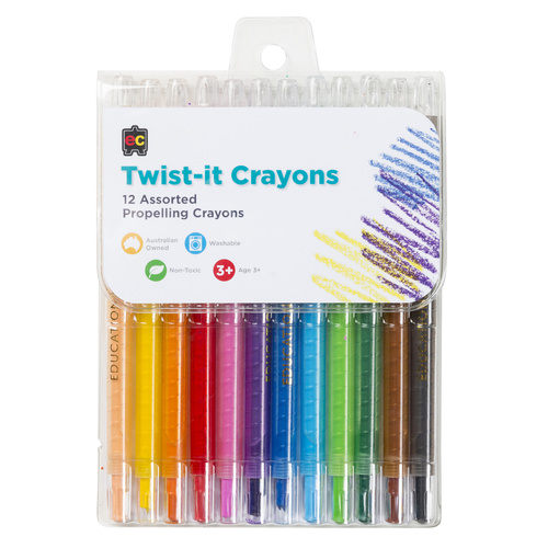 Ec Crayons Twist It Assorted Colours - 12 Pack 