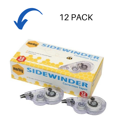 Marbig Correction Tape Sidewinder 8m x 5mm - 12 Pack