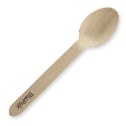 BioPak 16cm Coated Wood Spoon - 100 Pack