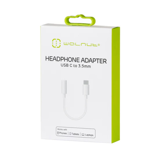 Walnut Headphone Adapter USB C to 3.5mm - White